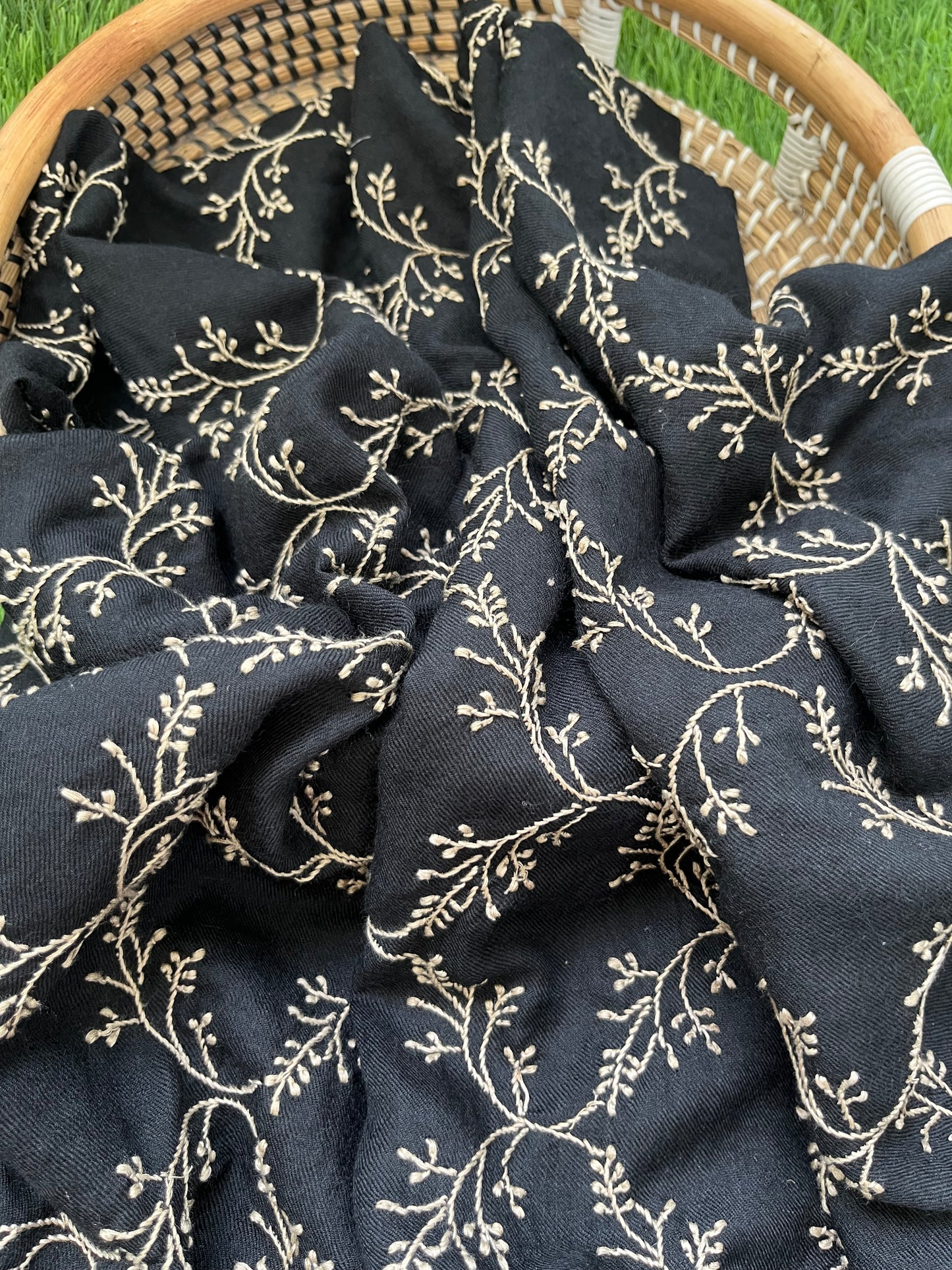 Pure wool chikankari shawl