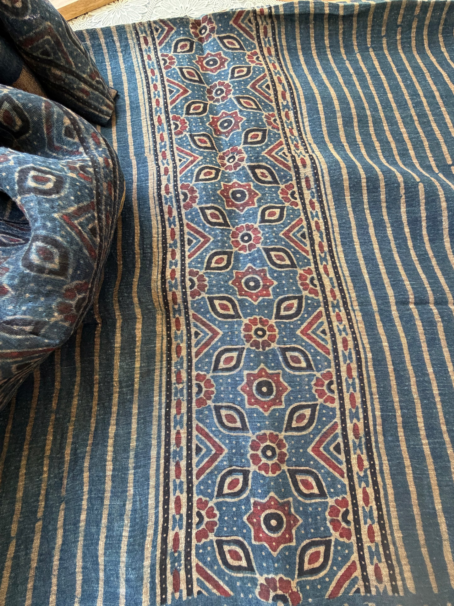 Linen Ajrakh Kurta and dupatta