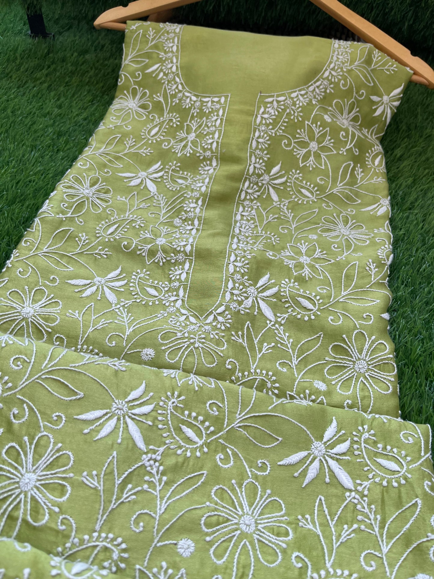 Chanderi chikankari kurta