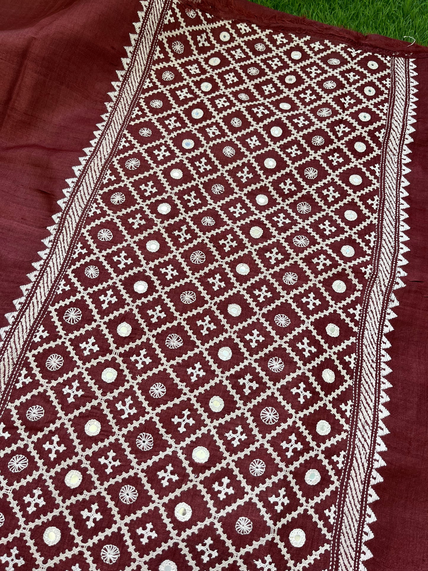 Silk Kantha work kurta fabric