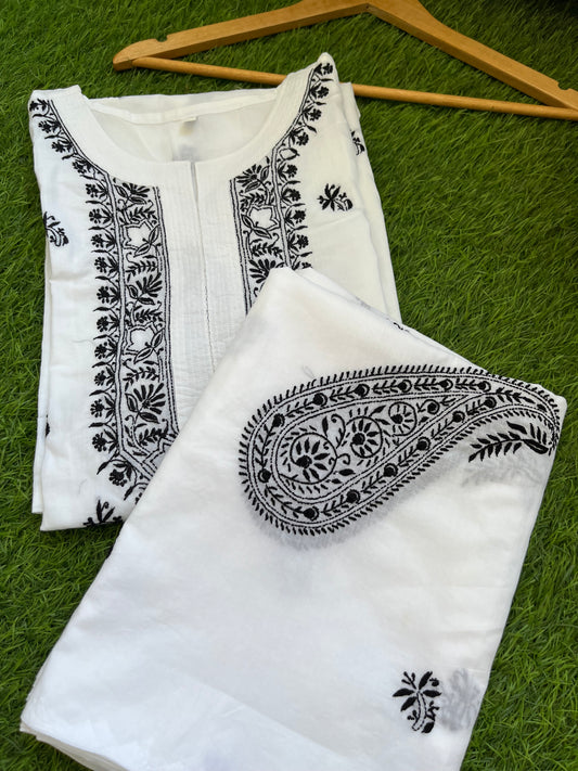 Cotton chikankari kurta dupatta