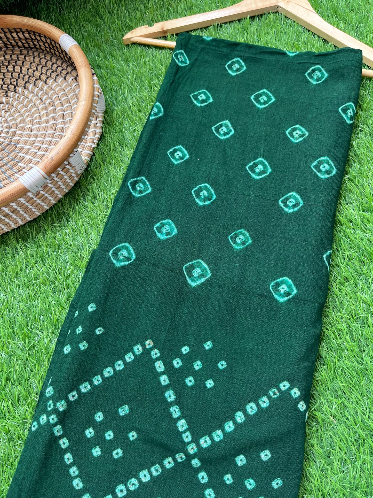 Handwoven organic kala Cotton bandhani fabric