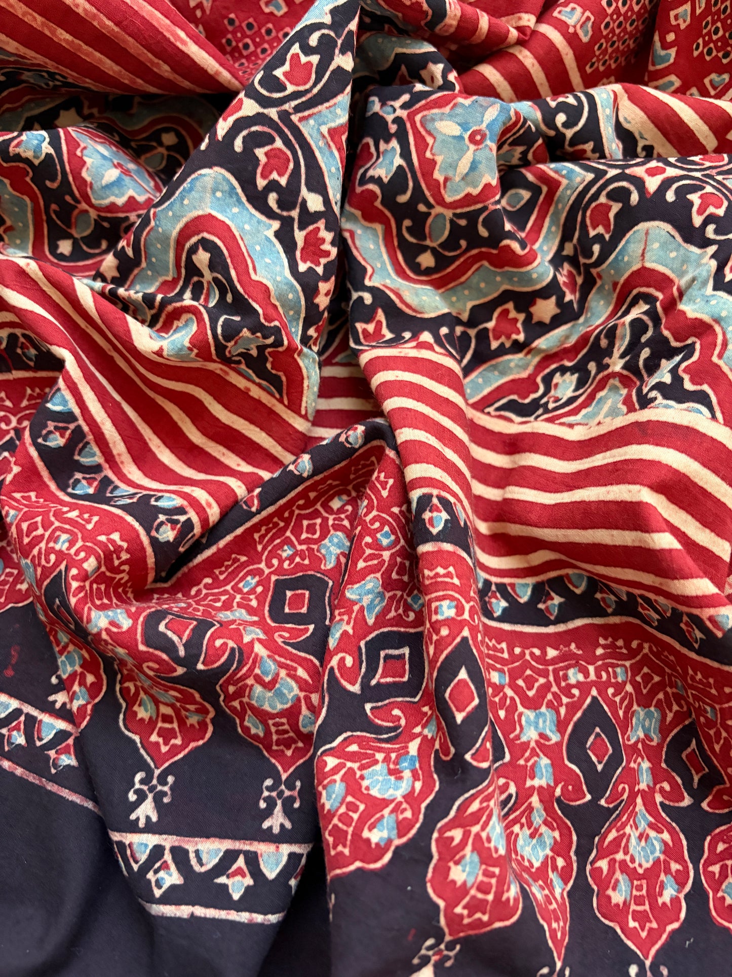 Ajrakh Cotton Mirror work kurta Dupatta