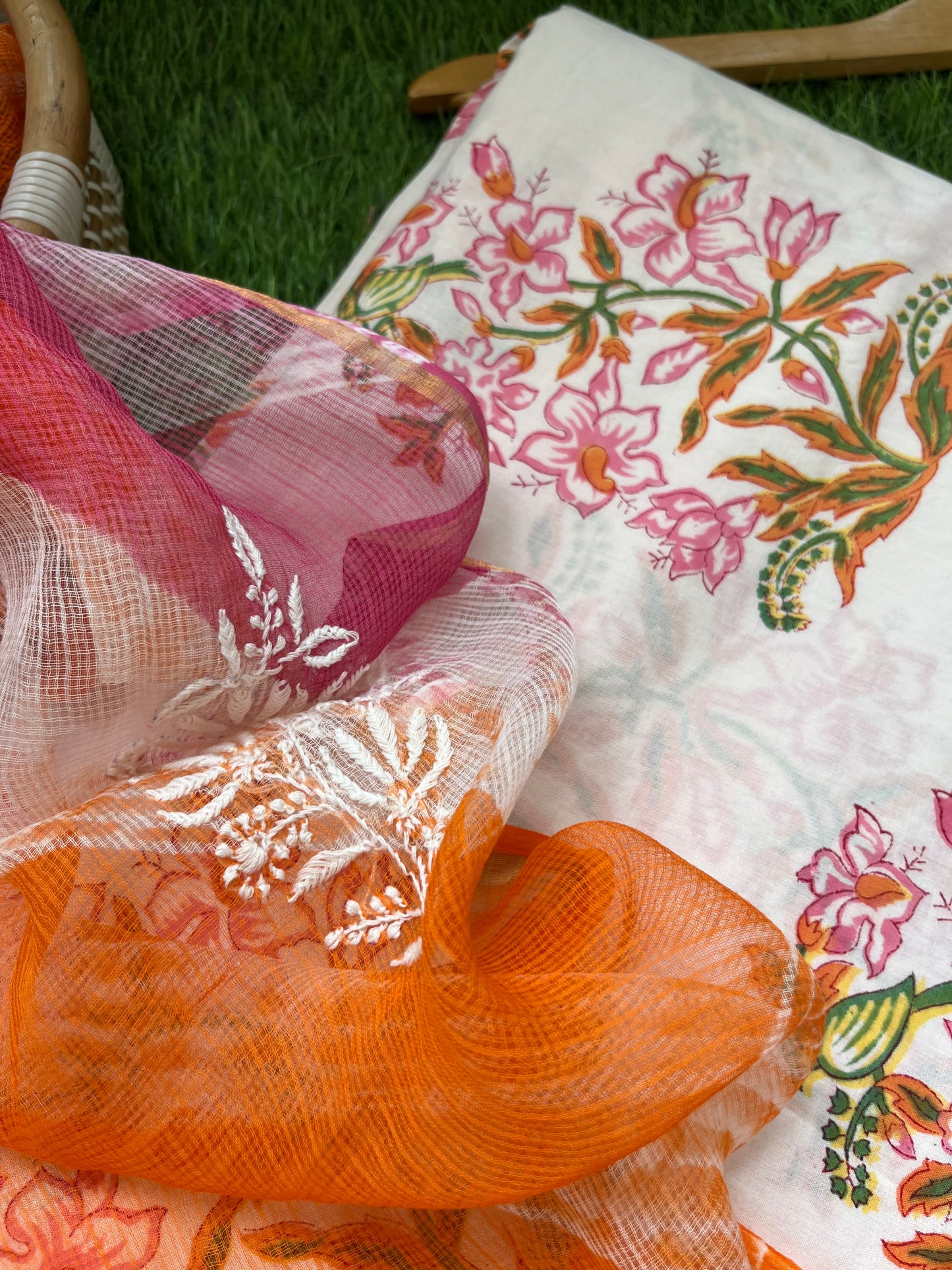 Cotton kurta bottom Kota Doria dupatta