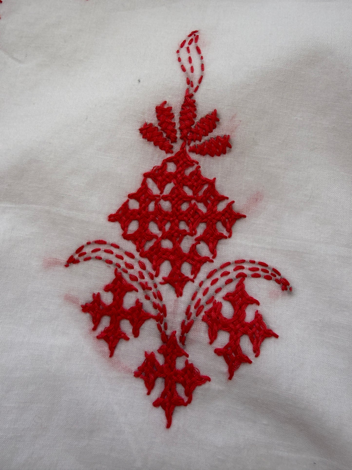Cotton sindhi work kurta fabric with linen chikankari dupatta