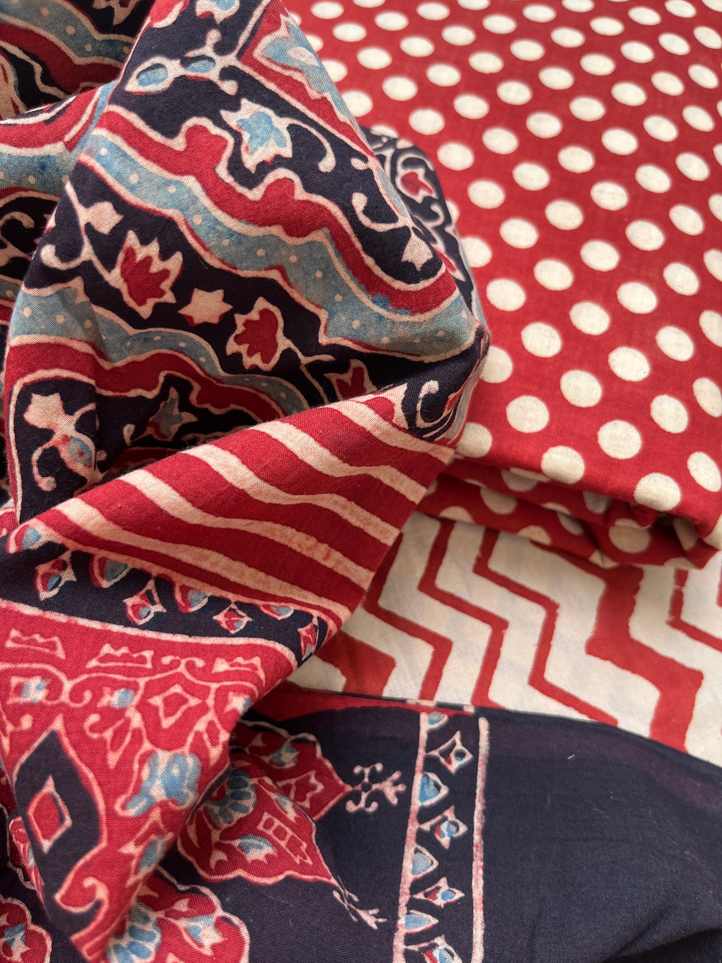Cotton block print kurta bottom cotton ajrakh dupatta