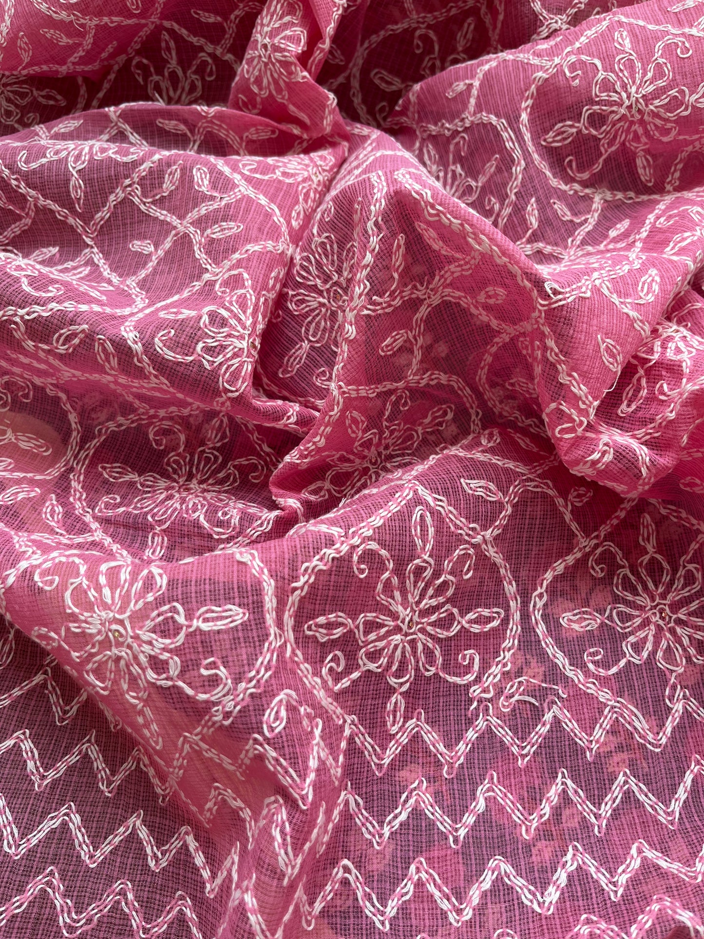 Kota Chikankari Dupatta with print kurta bottom Fabric