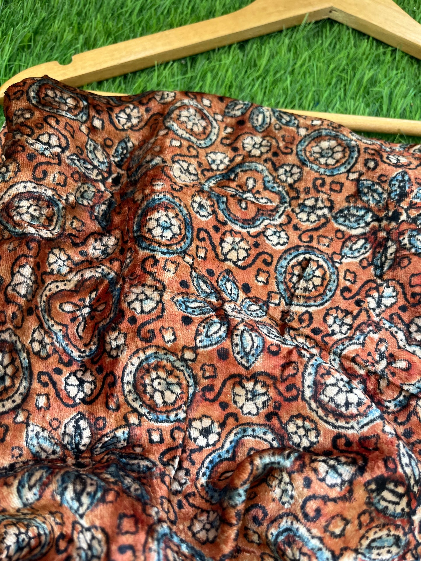 Velvet Ajrakh Kurta fabric