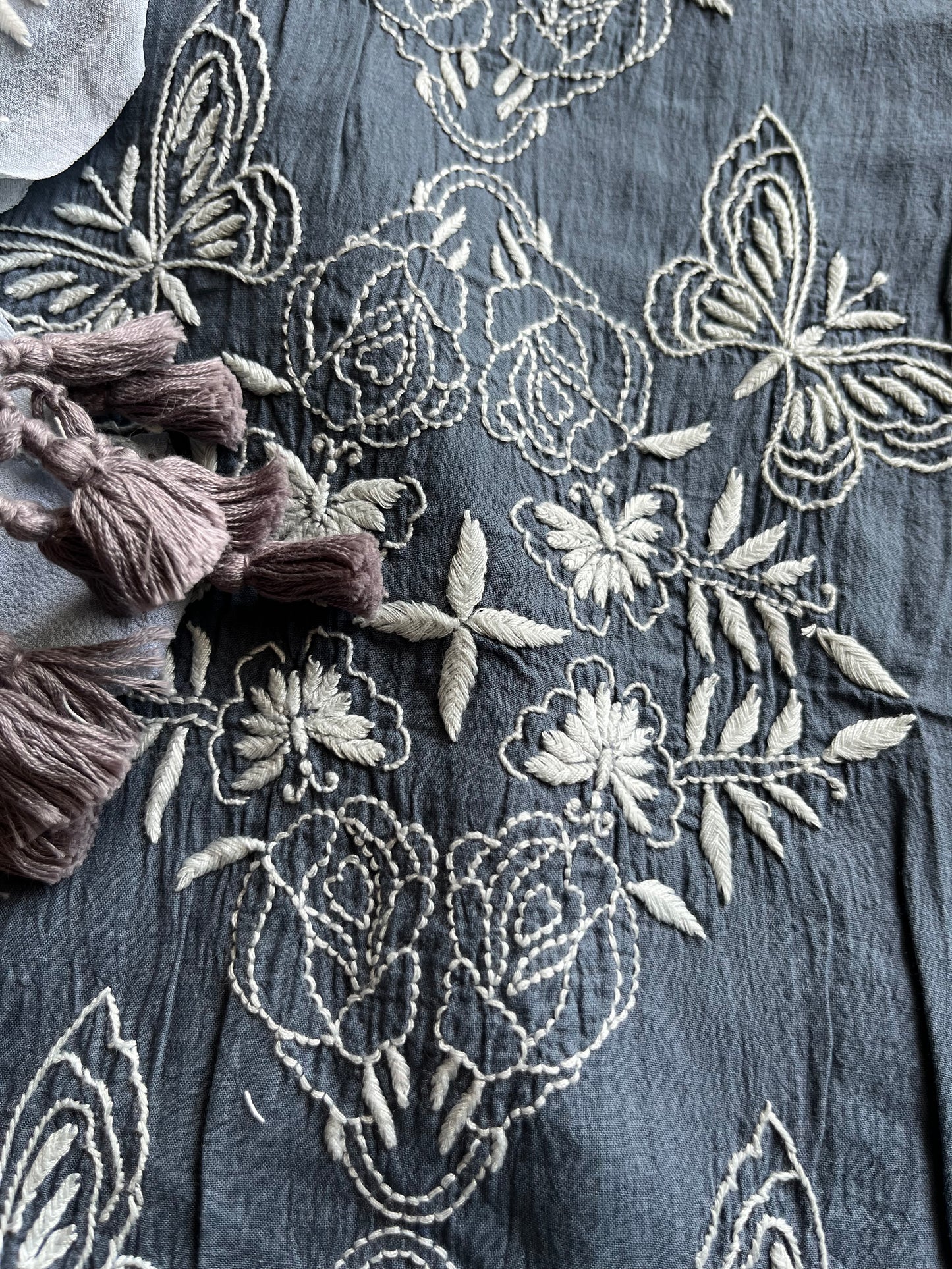 Chanderi Chikankari kurta with tussar dupatta