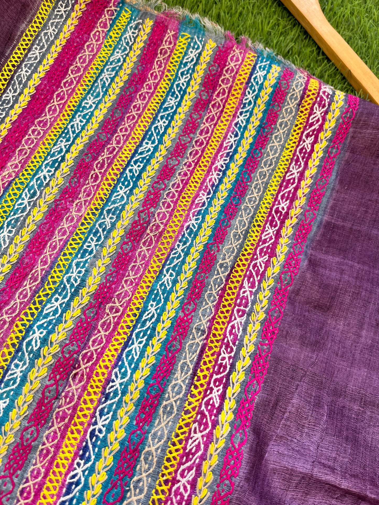 Silk Kantha work kurta fabric