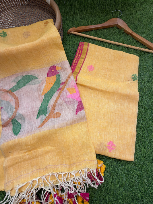 Linen Jaamdani kurta dupatta