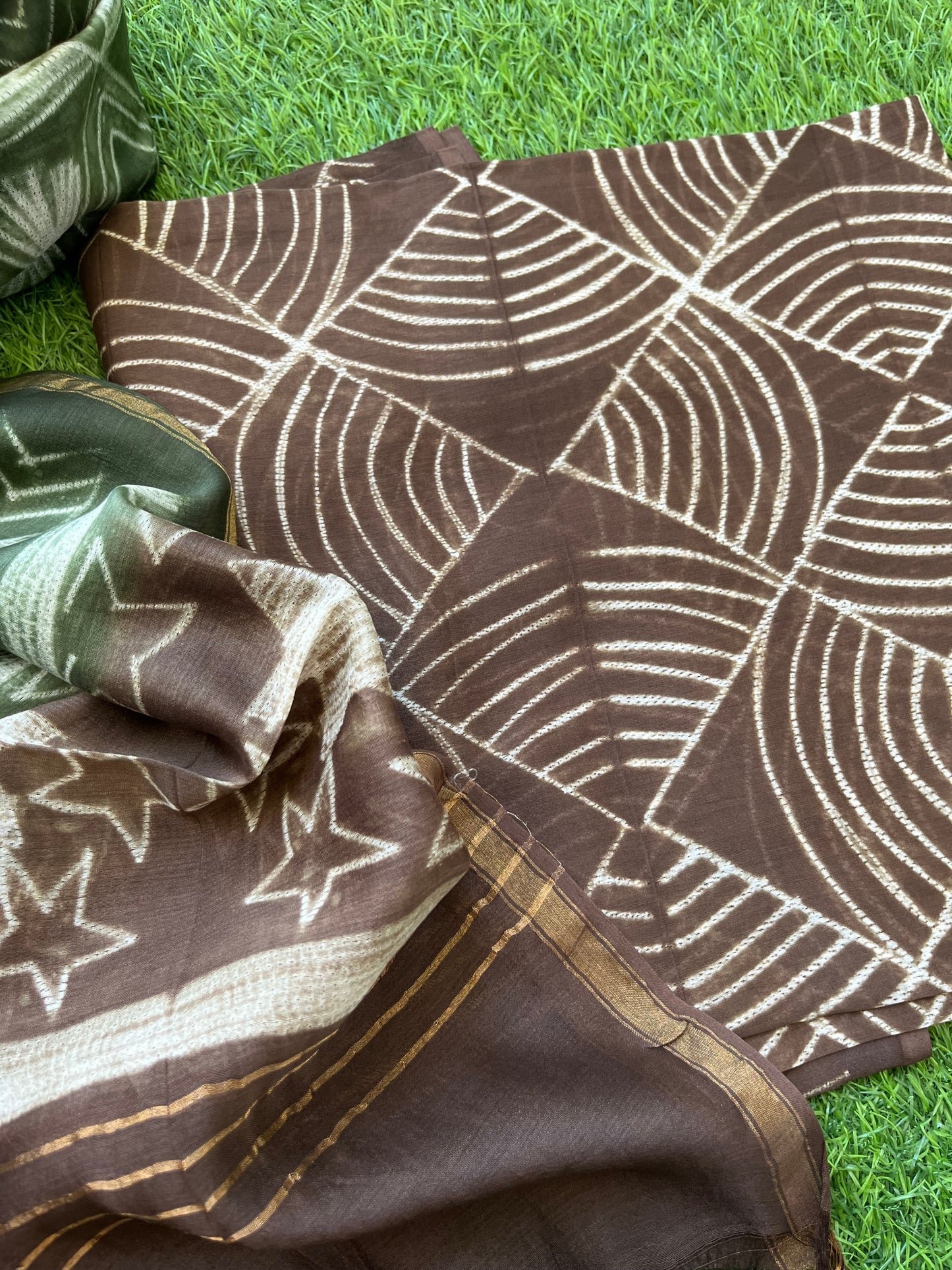 Shibori chanderi kurta dupatta