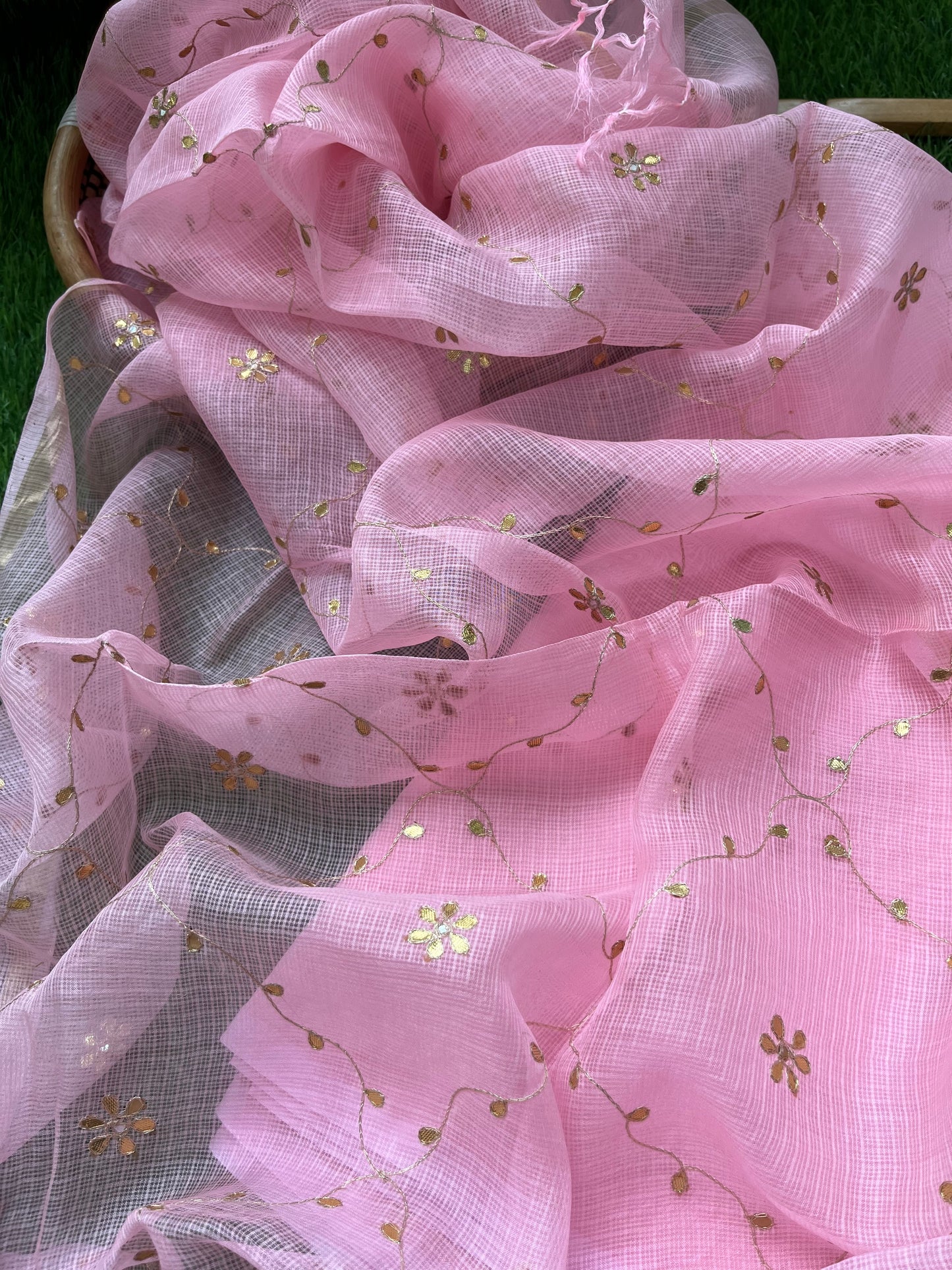त्योहार :kota silk gota patti Dupatta with plain chanderi kurta bottom Fabric