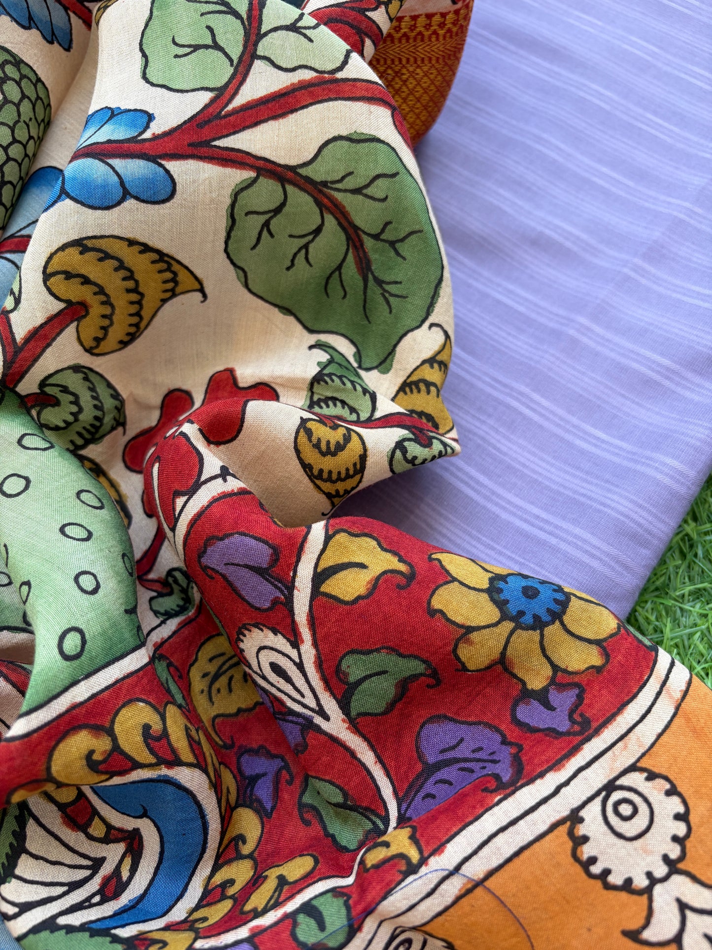 Kalamkari Dupatta with cotton kurta Bottom Fabric