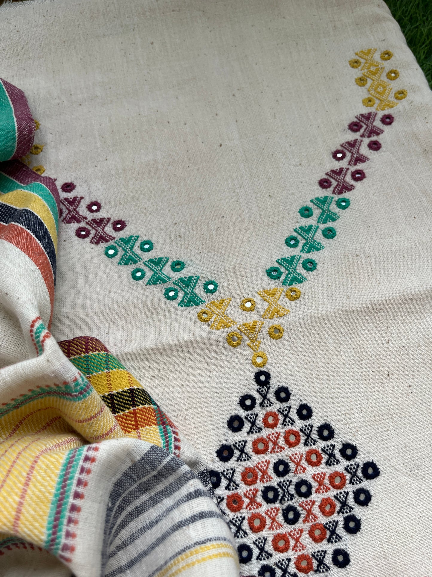 Handwoven organic kala Cotton kurta bottom dupatta