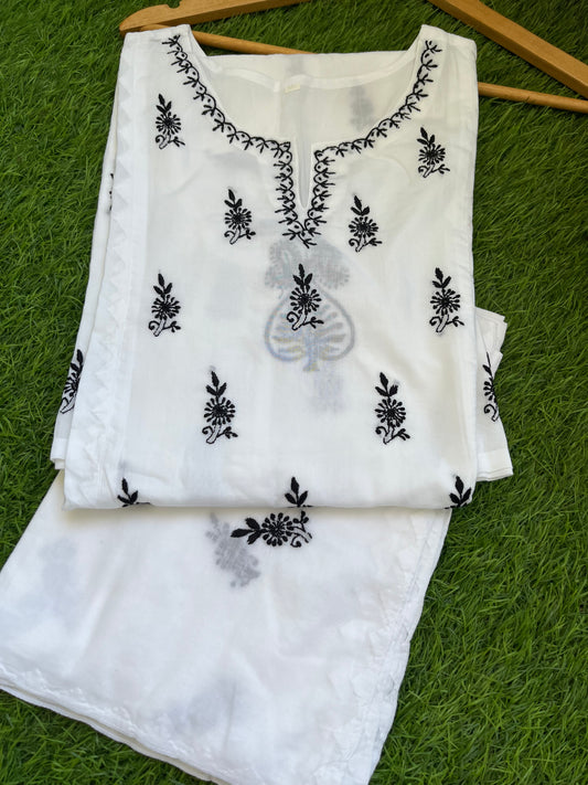 Cotton chikankari kurta dupatta