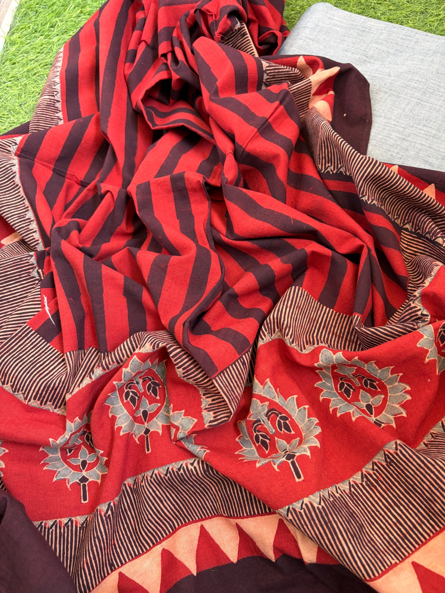 Mangalgiri kurta Bottom and ajrakh dupatta