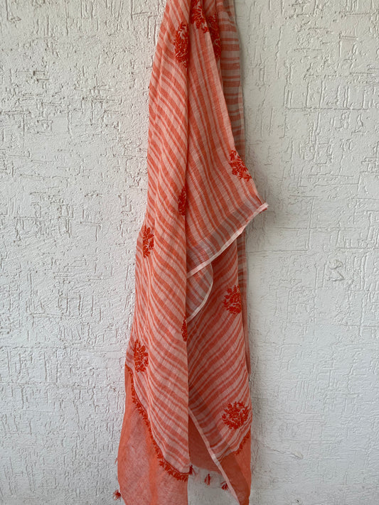 Linen chikankari Dupatta