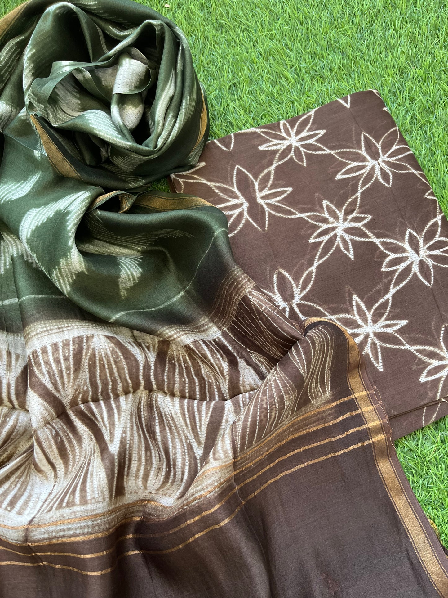 Shibori chanderi kurta dupatta