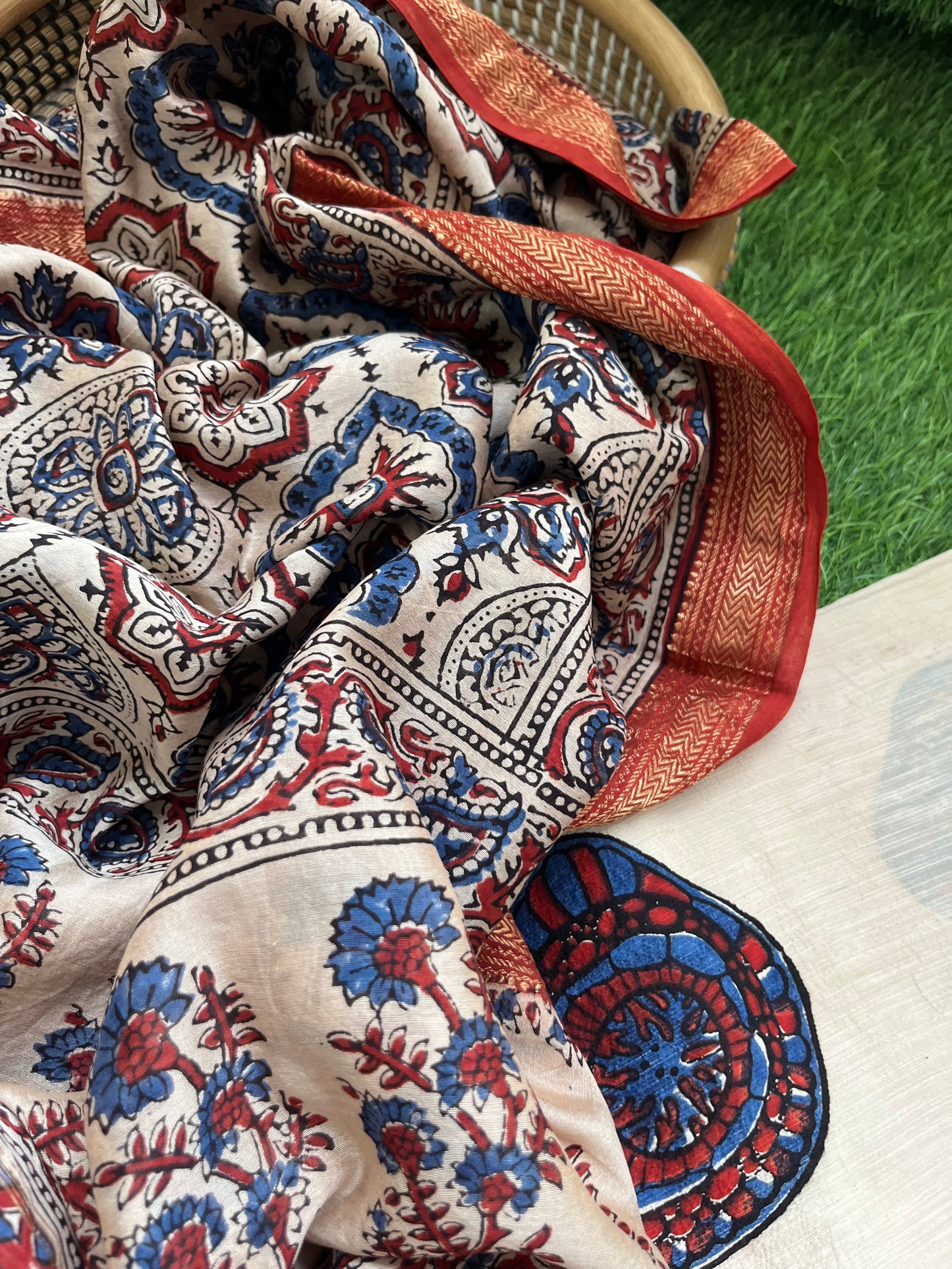 Cotton slub ajrakh kurta chanderi ajrakh dupatta