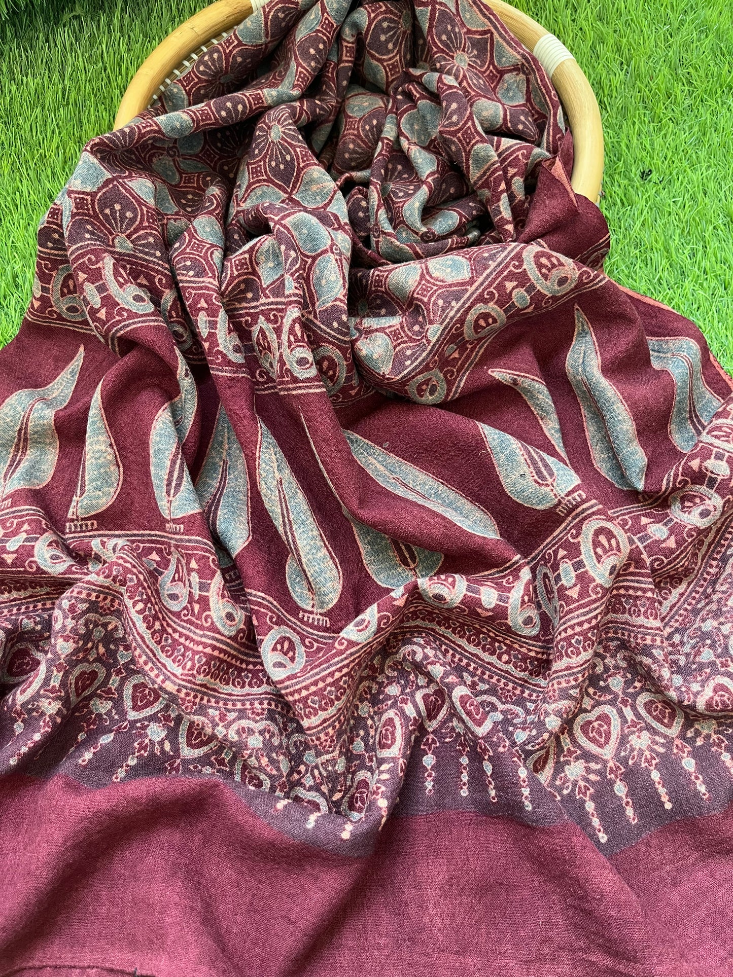 Handwoven ajrakh shawl