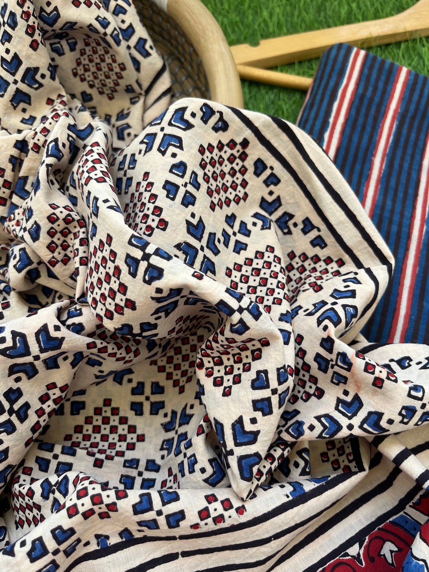 Cotton block print kurta bottom cotton ajrakh dupatta