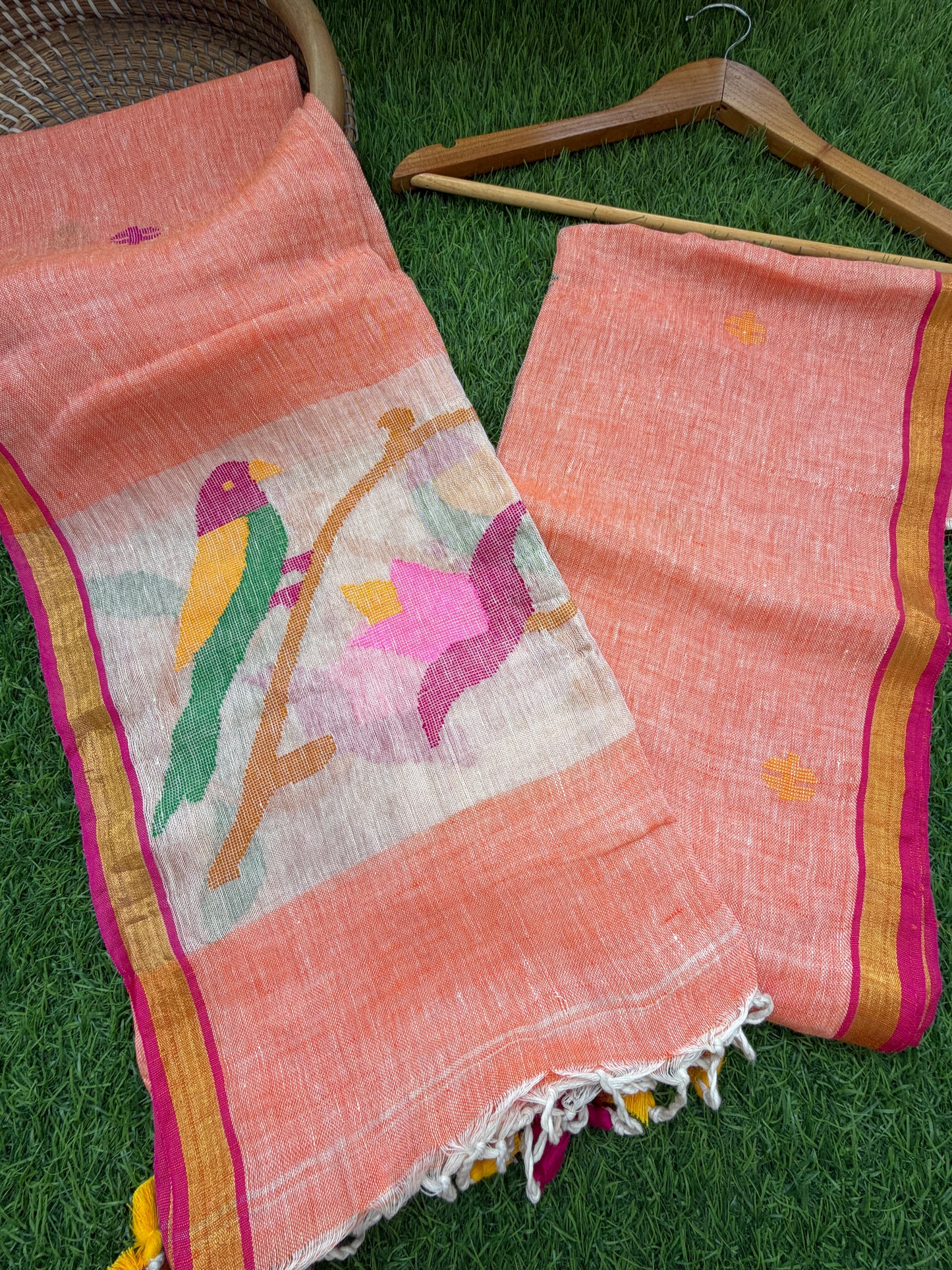 Linen Jaamdani kurta dupatta