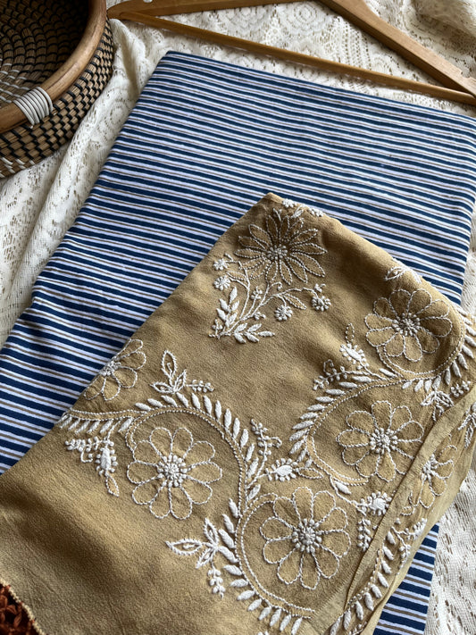 Cotton kurta bottom pure georgette chikankari bandhani dupatta