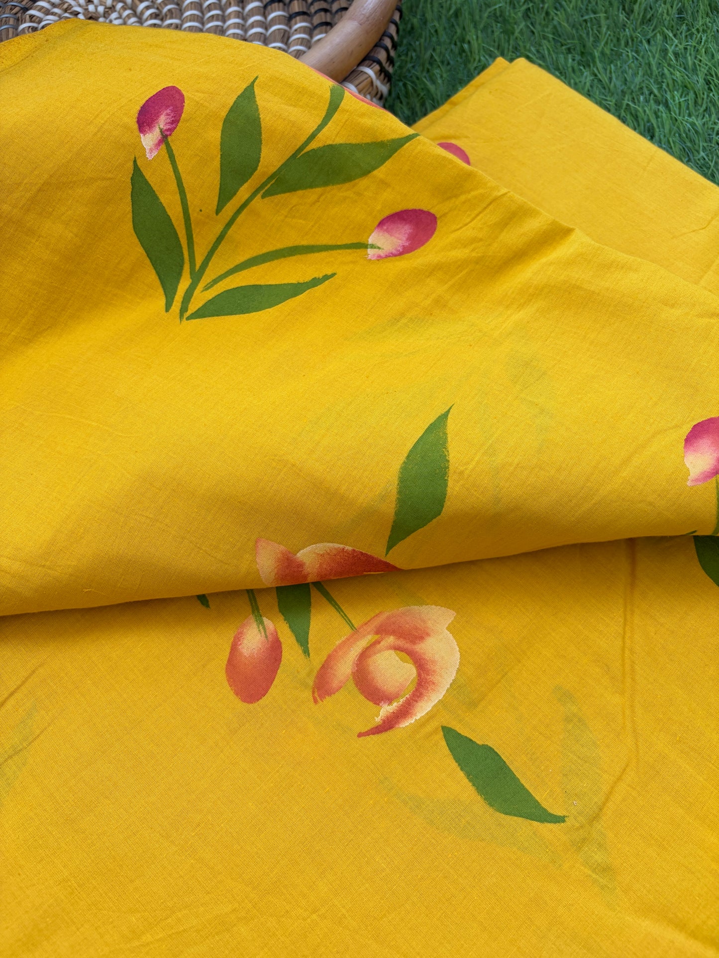 Hand painted fabric- Cotton florals