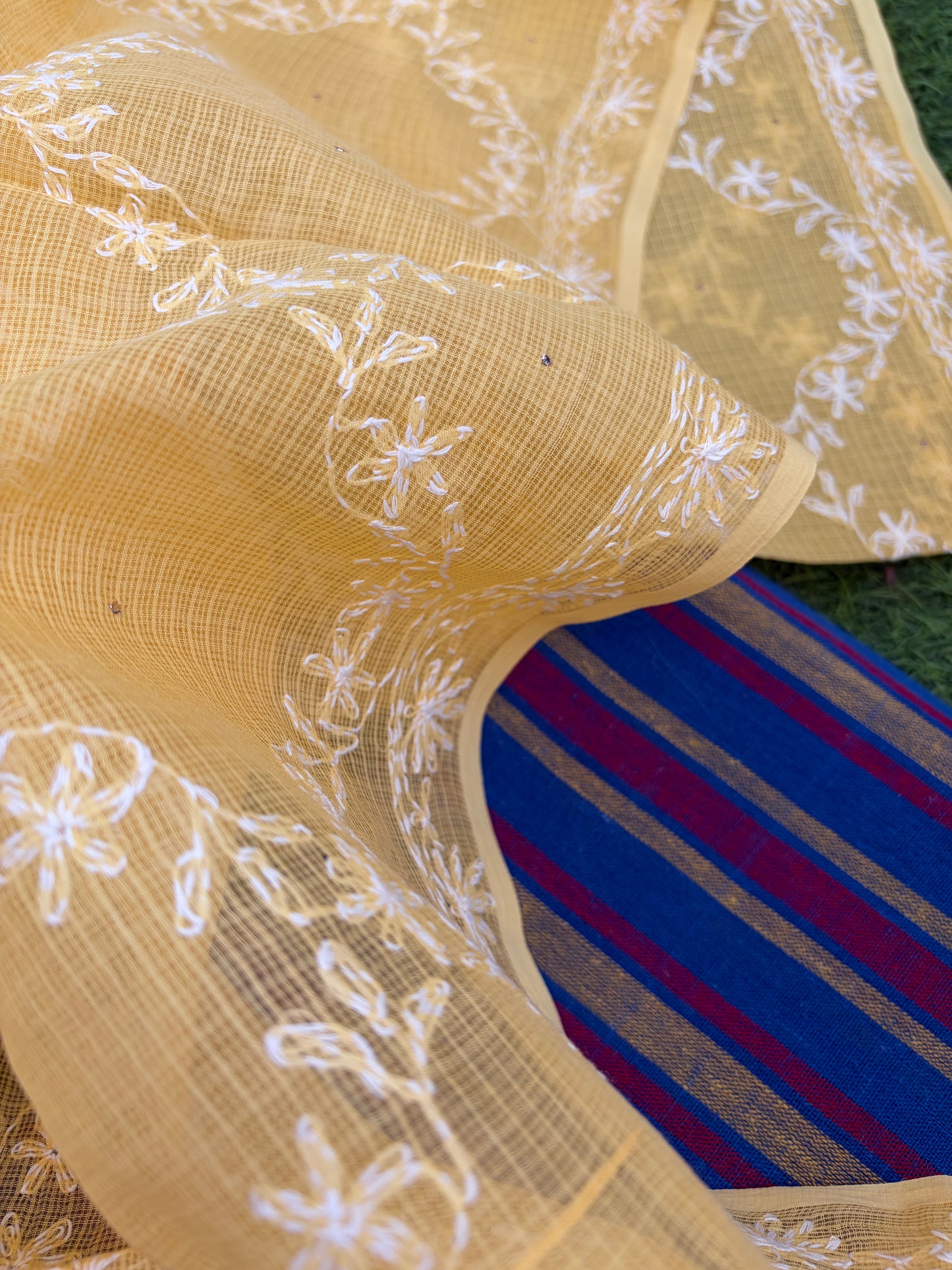 Kala cotton striped kurta bottom chikankari dupatta