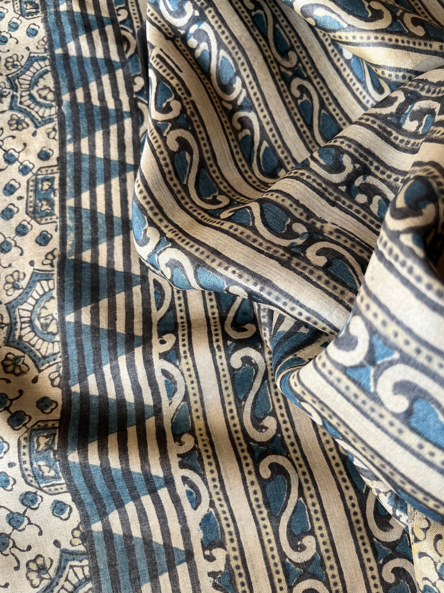 Tussar silk Ajrakh Kurta and dupatta