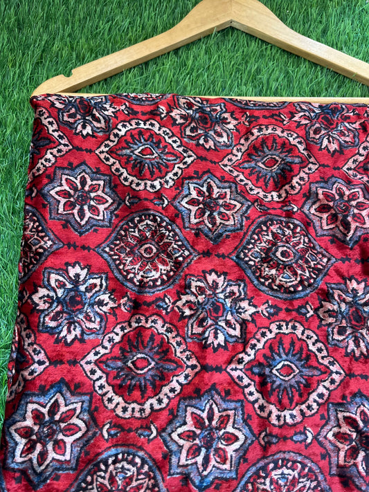 Velvet Ajrakh Kurta fabric