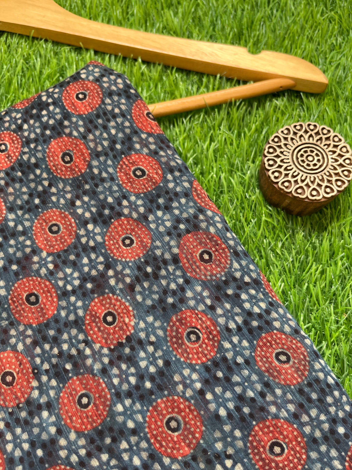 Ajrakh Chanderi fabric