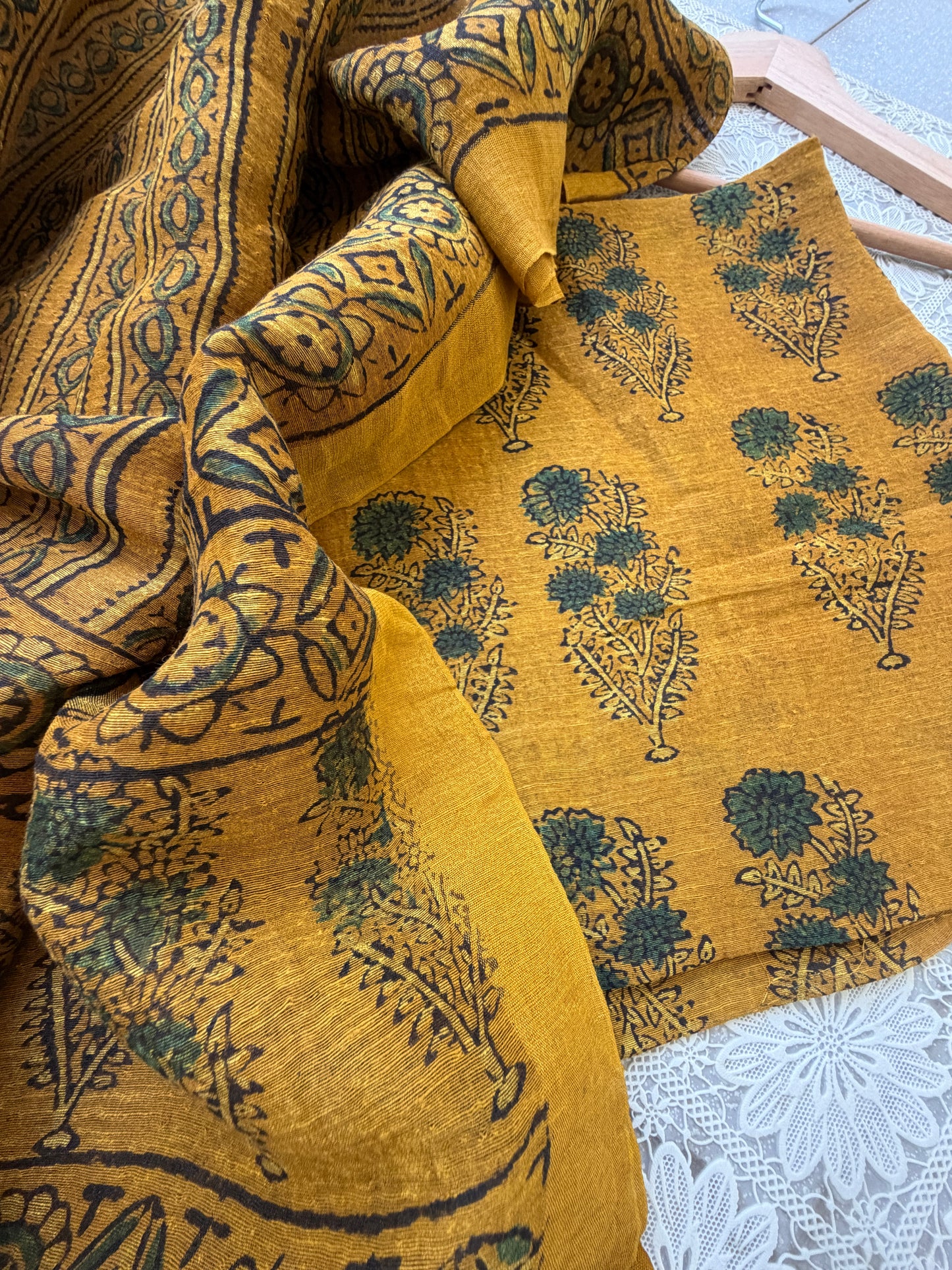 Linen Ajrakh Kurta and dupatta
