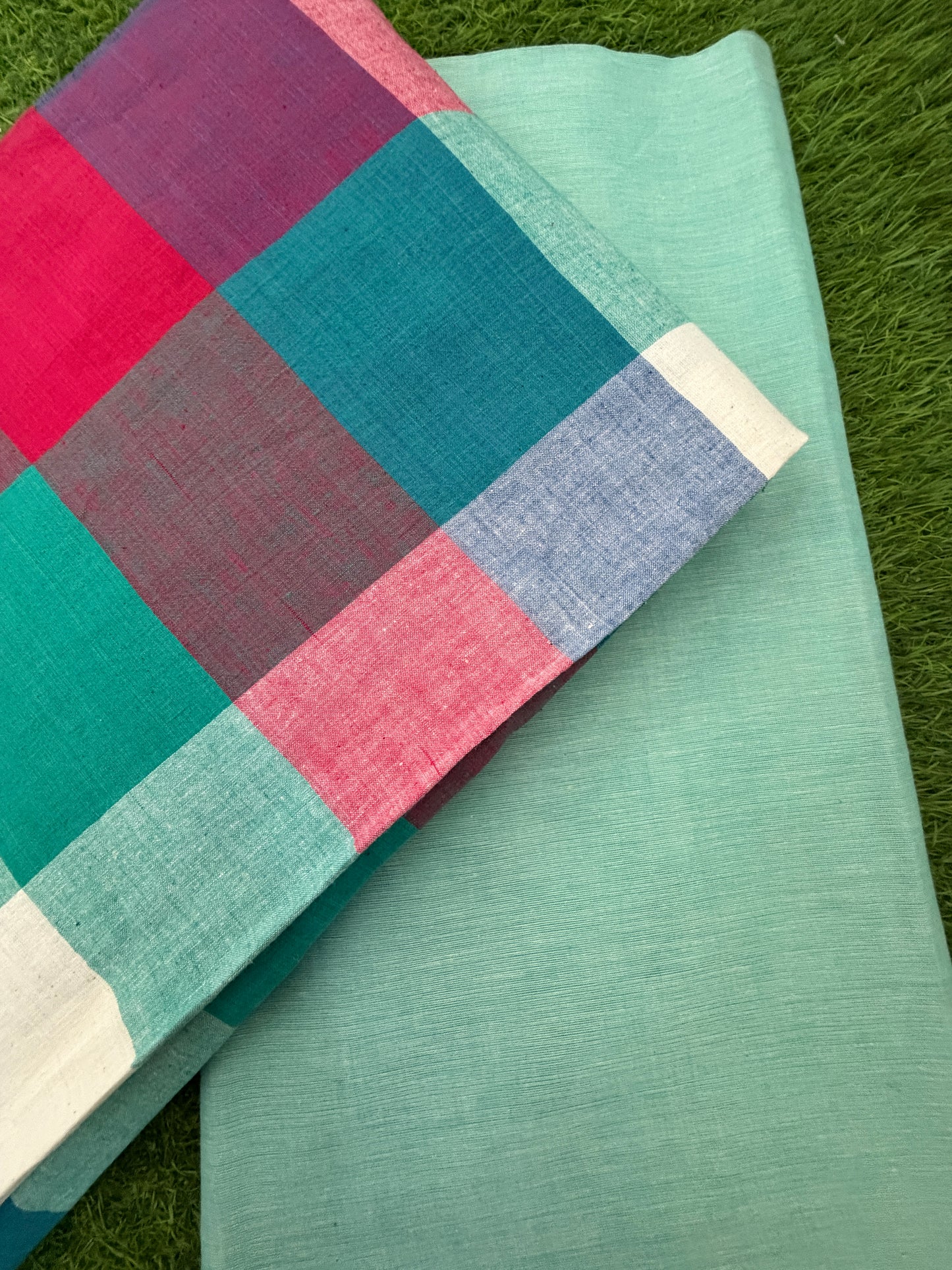 Khadi Cotton checks plain mangalgiri