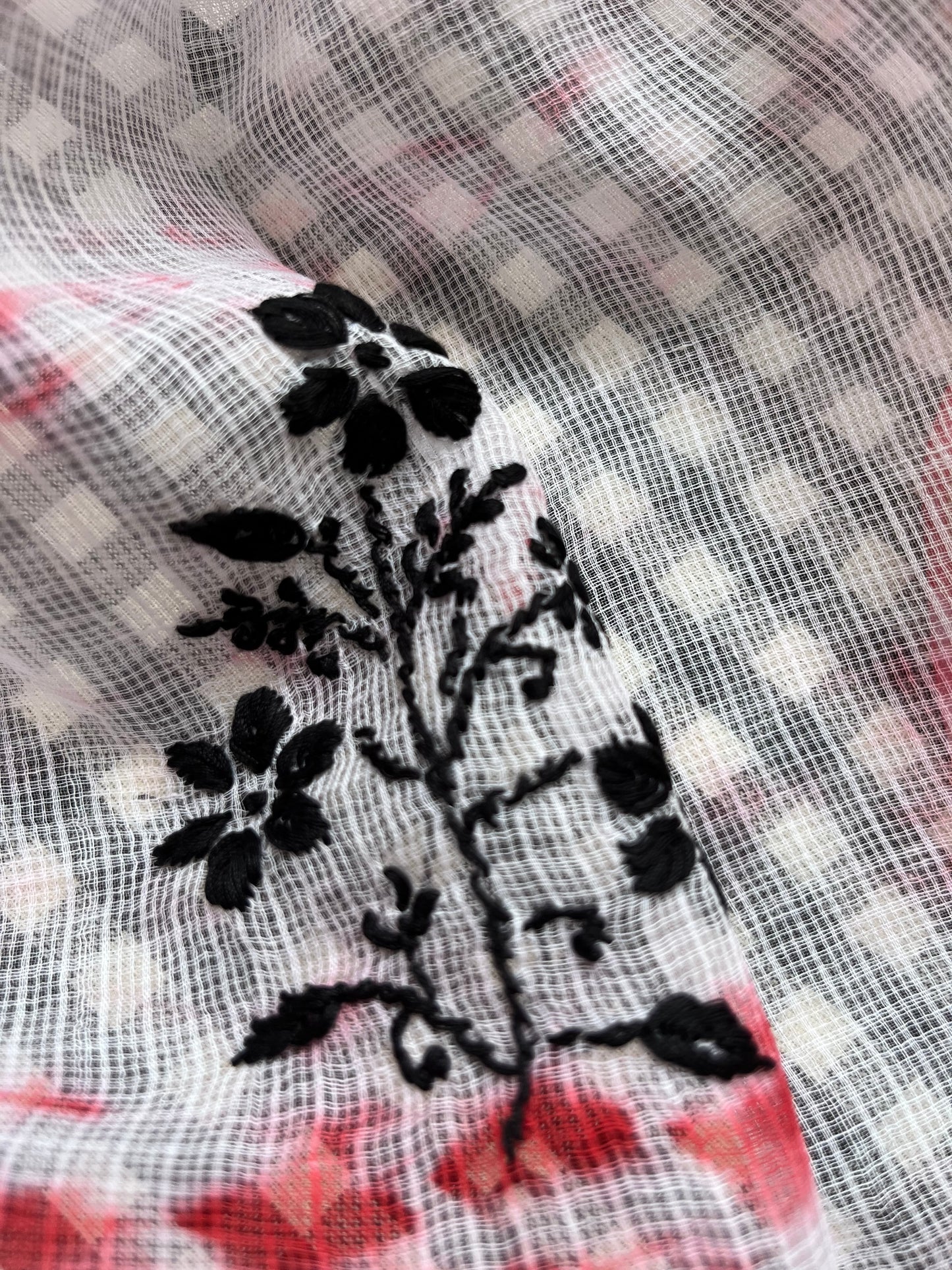 Kota doria Chikankari Dupatta cotton Fabric