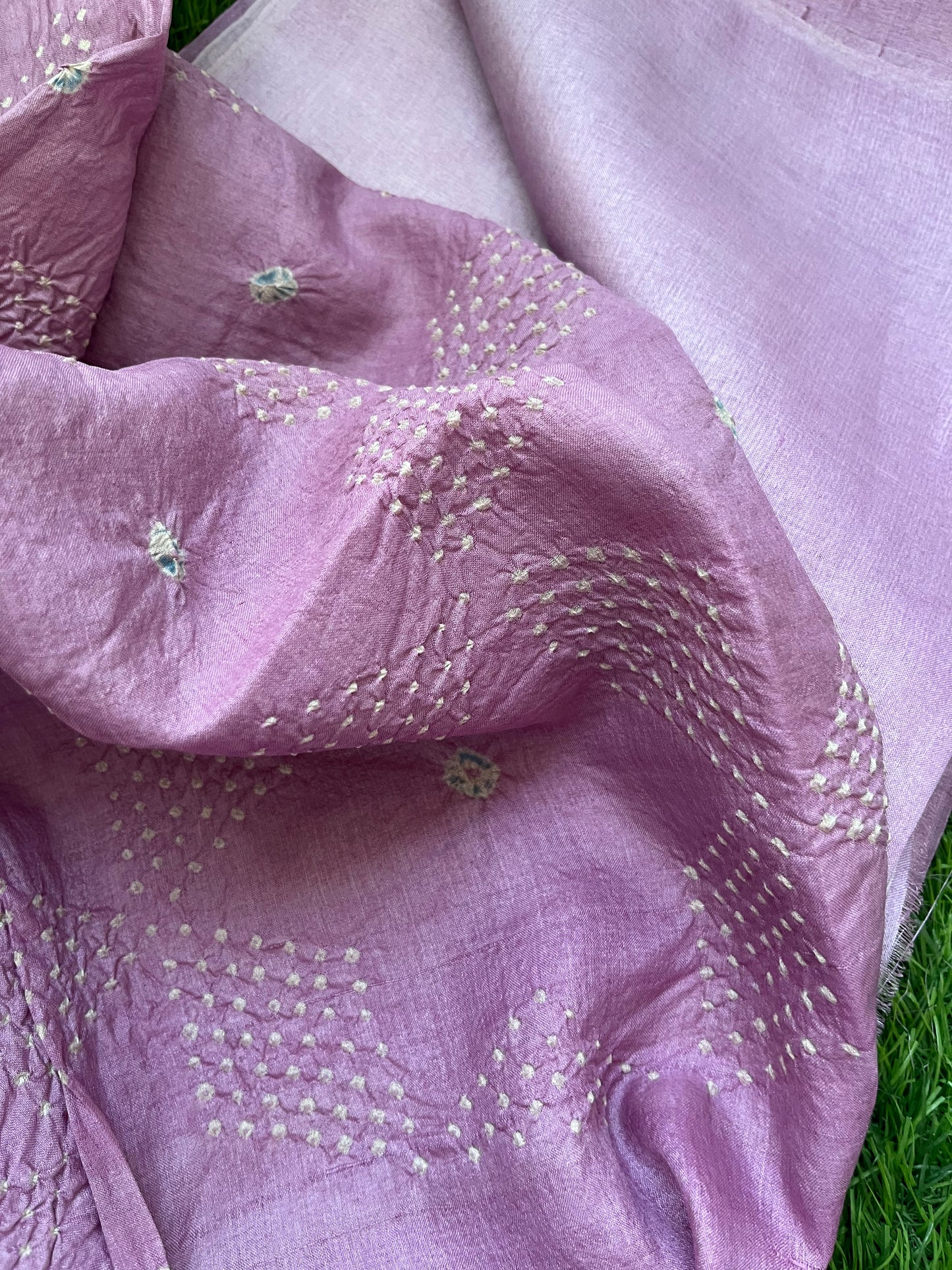 Tussar silk Bandhani dupatta plain kurta