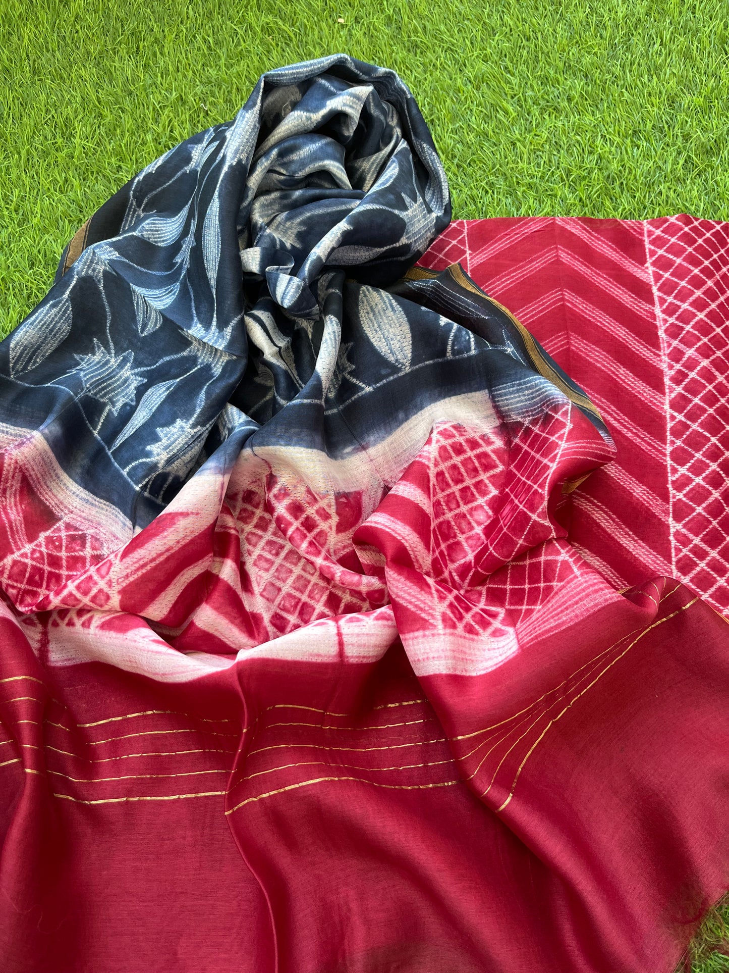 Shibori chanderi kurta dupatta