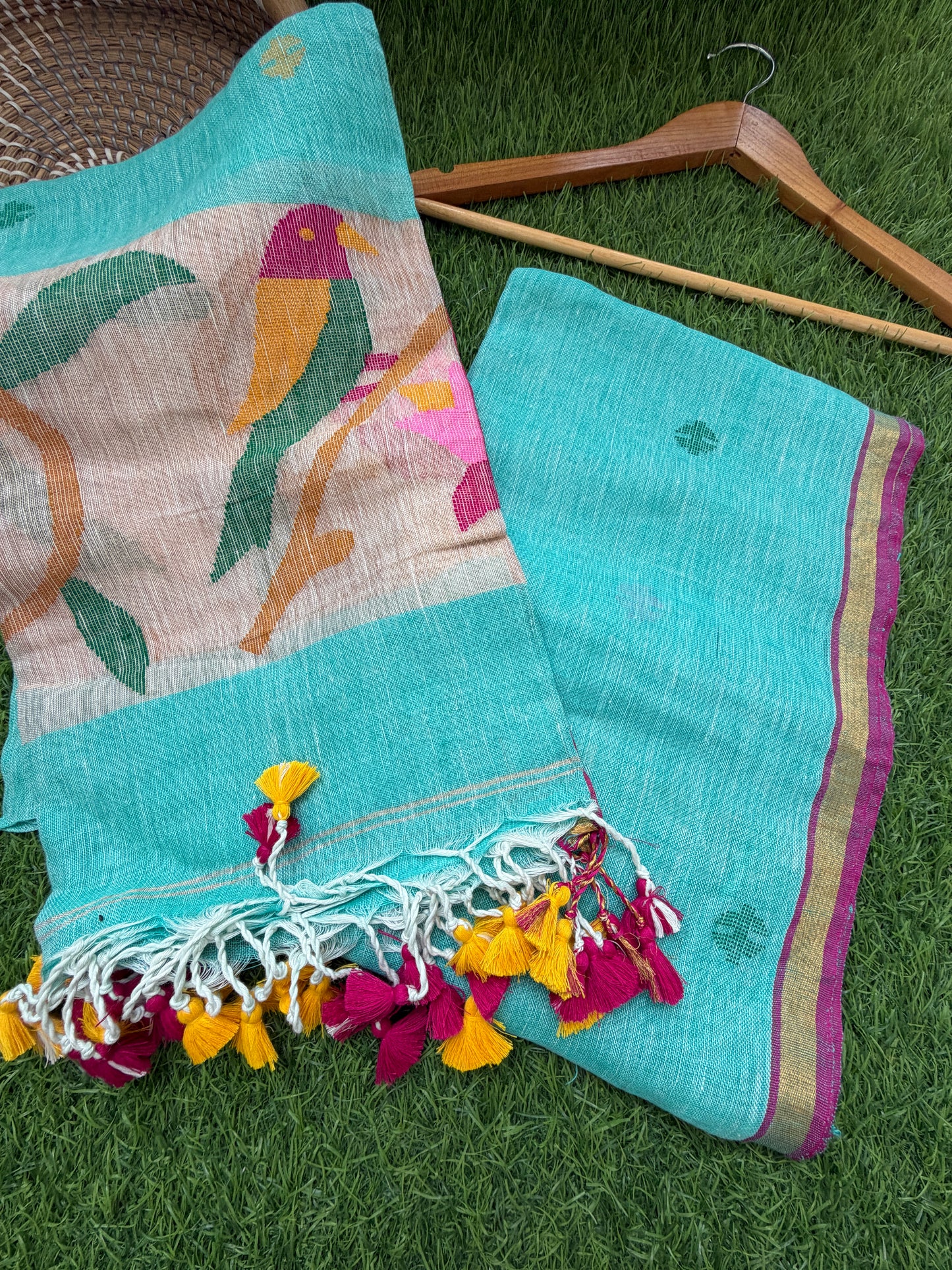 Linen Jaamdani kurta dupatta