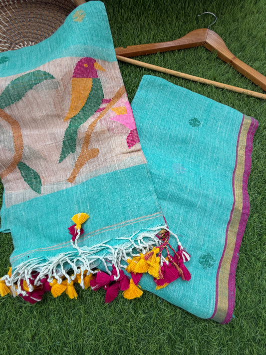 Linen Jaamdani kurta dupatta