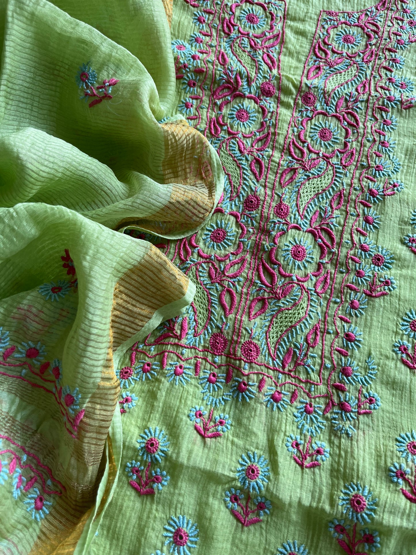 Chanderi Chikankari Kurta Dupatta