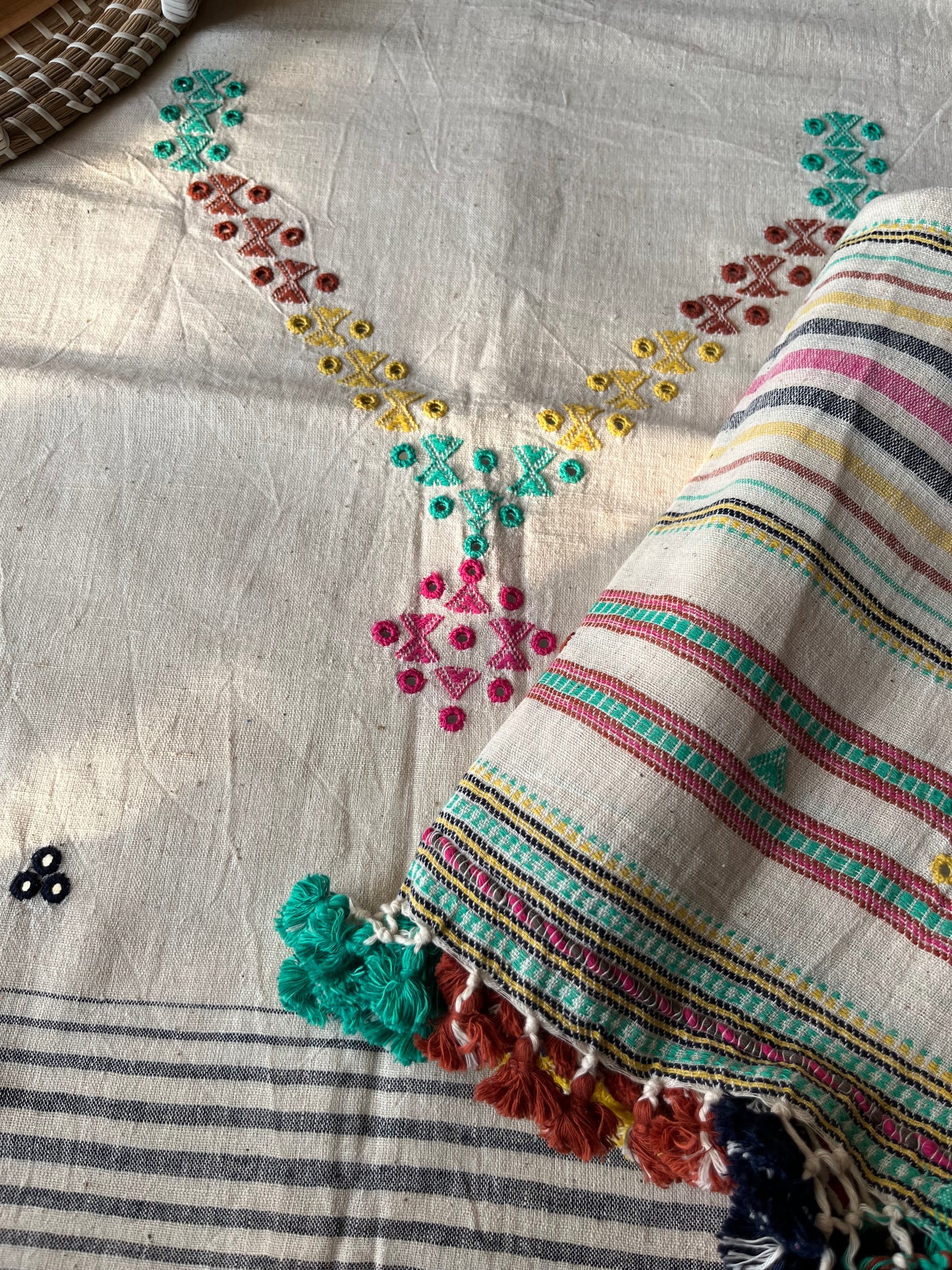 Handwoven organic kala Cotton kurta bottom dupatta