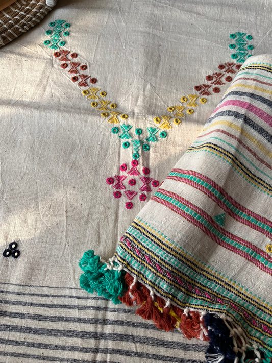 Handwoven organic kala Cotton kurta bottom dupatta