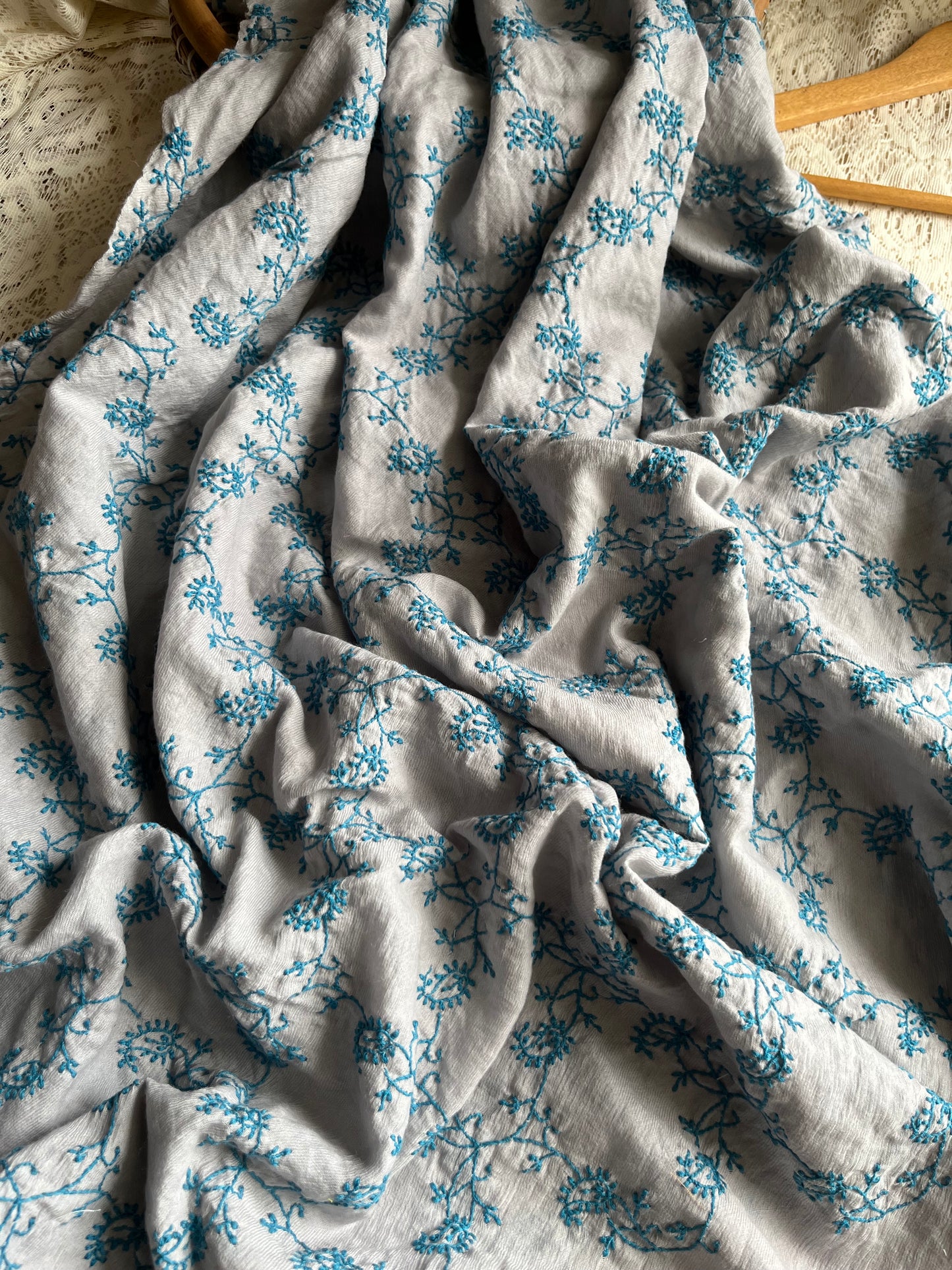 Pure wool chikankari shawl