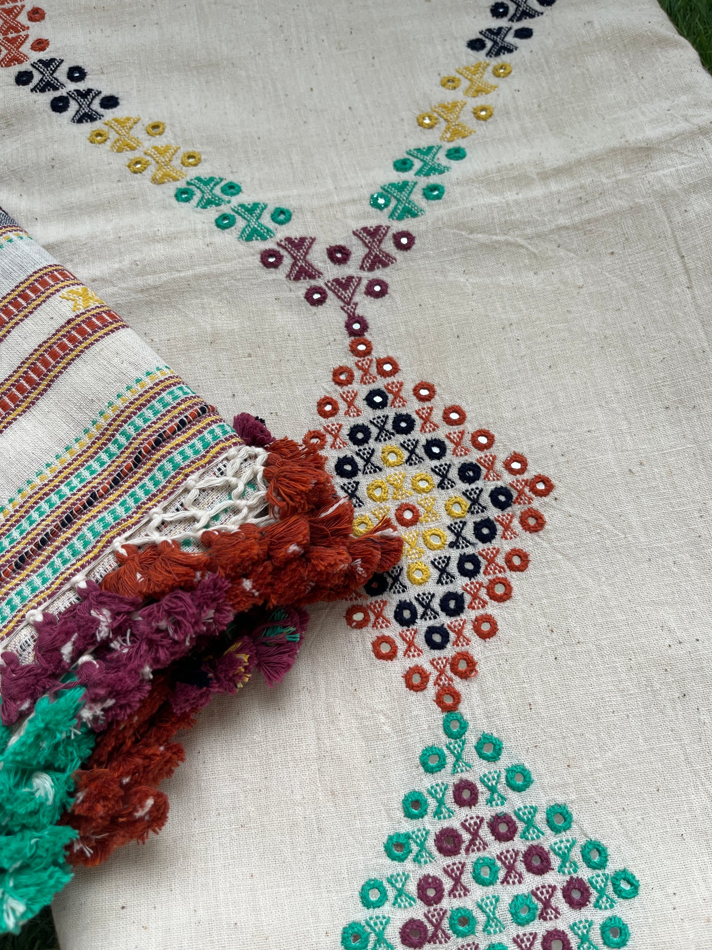 Handwoven organic kala Cotton kurta bottom dupatta