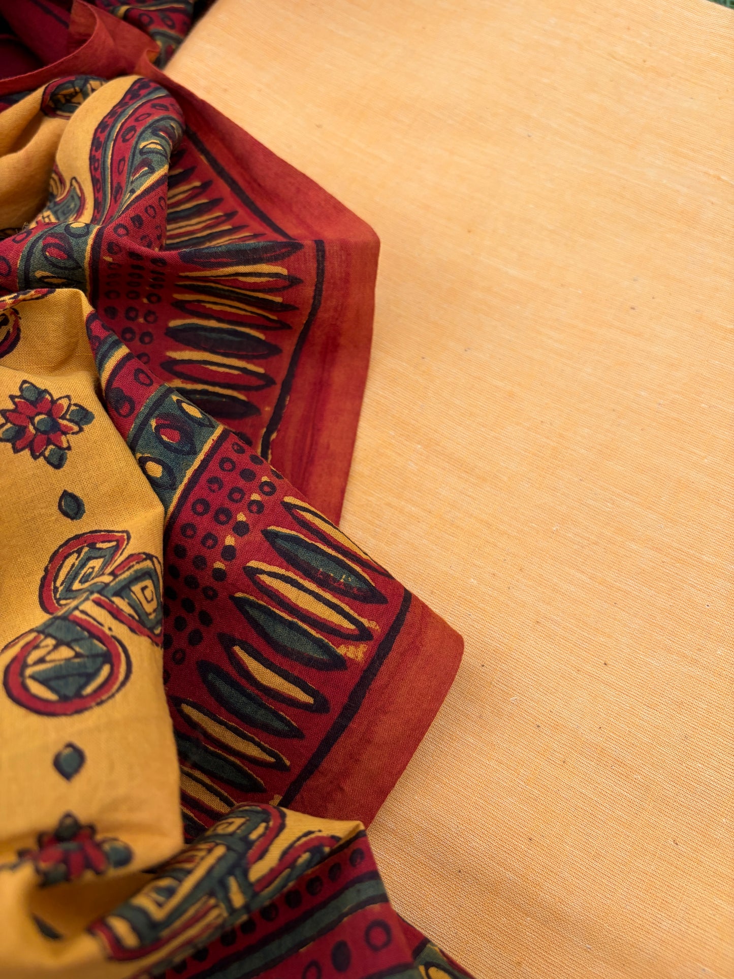 Khadi kurta Bottom and ajrakh dupatta