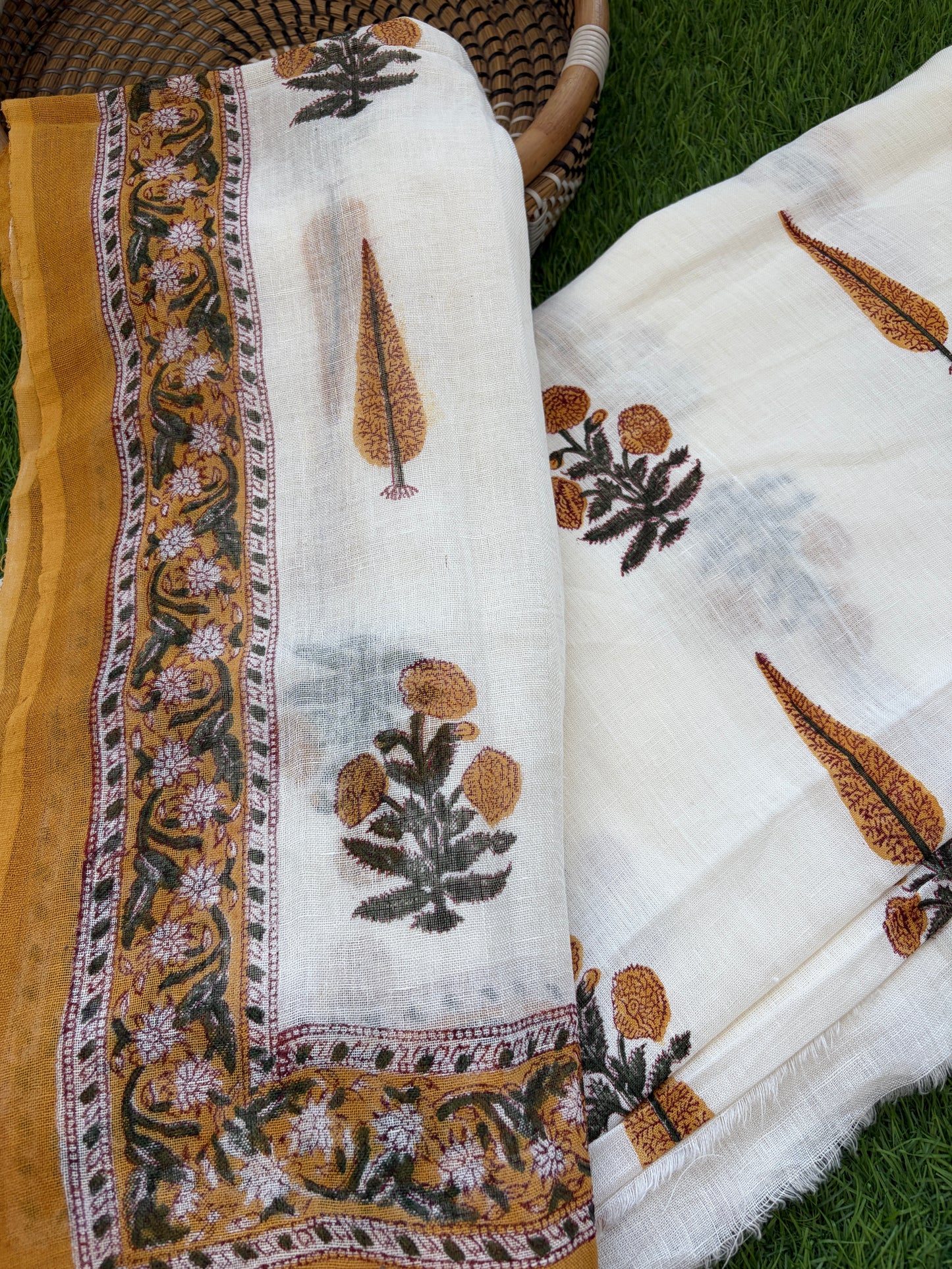 Pure Linen kurta and dupatta