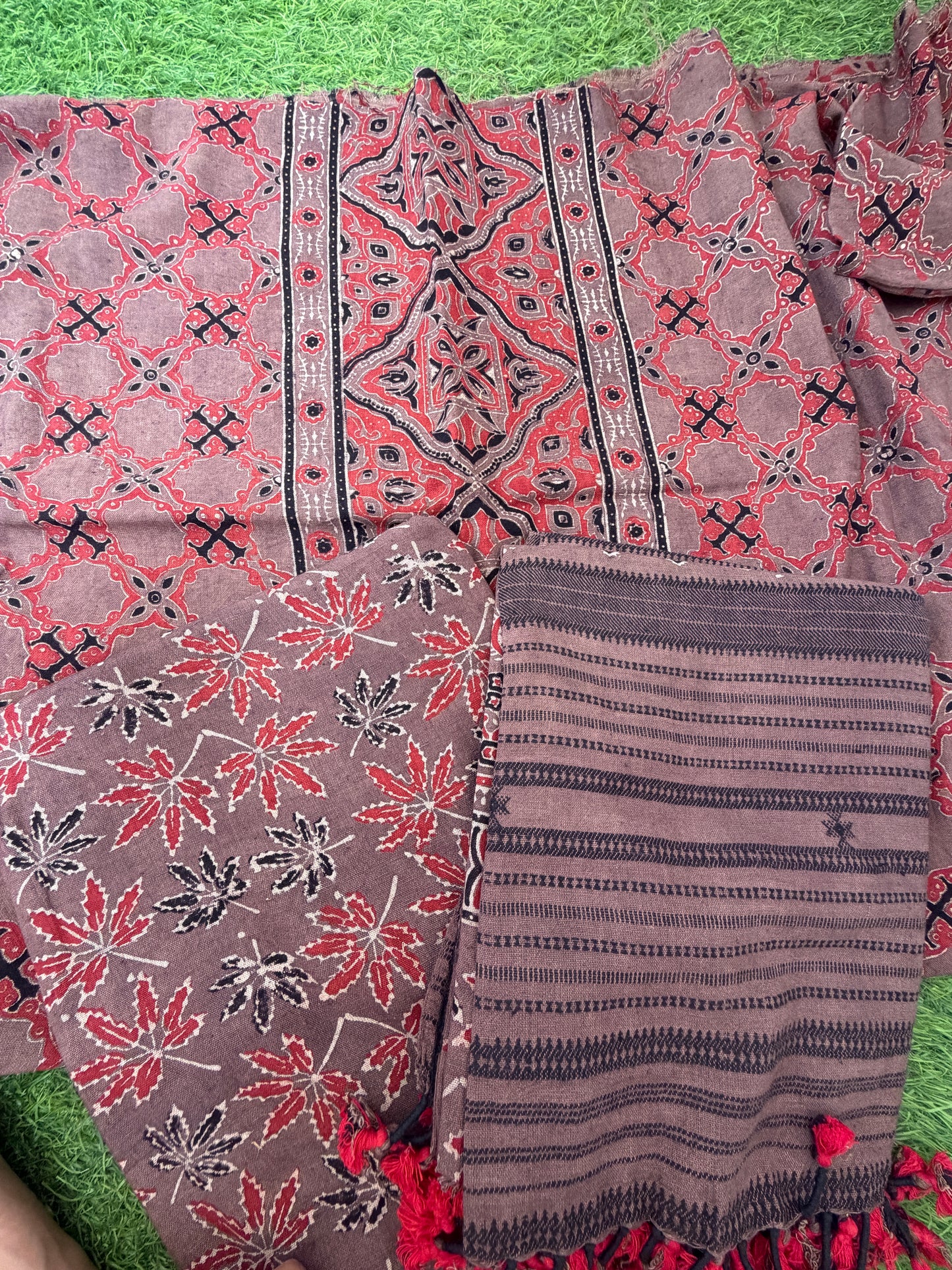Kala Cotton Ajrakh Kurta bottom and dupatta