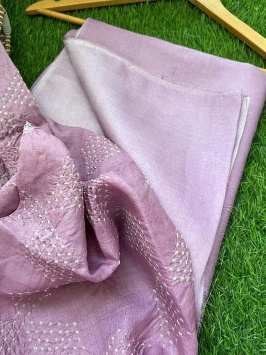 Tussar silk Bandhani dupatta plain kurta