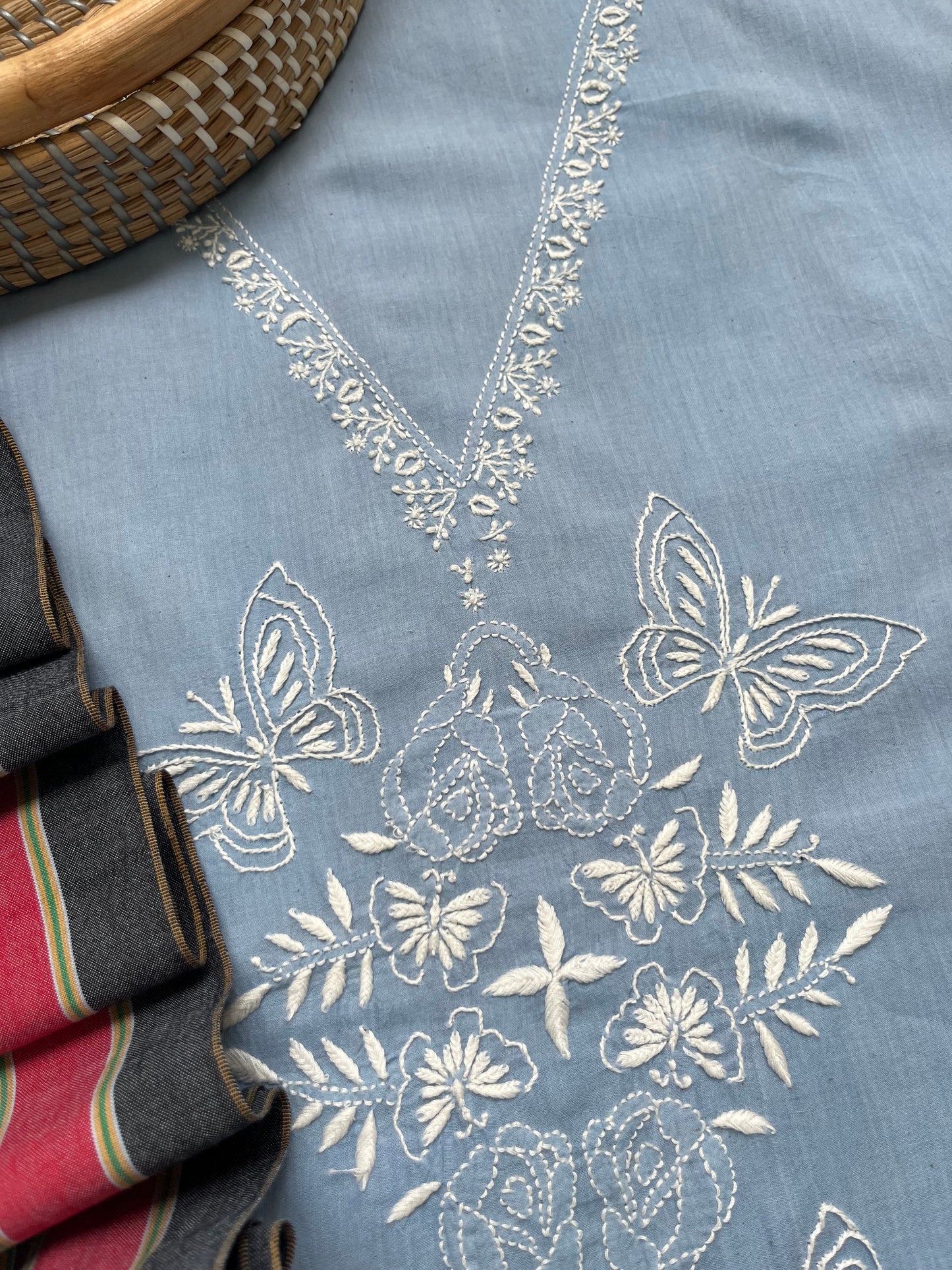 Kala cotton chikan Kurta dupatta